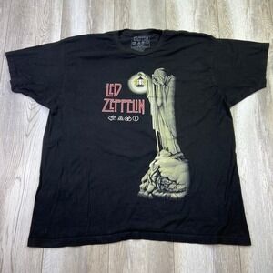 Led Zeppelin T-Shirt Mens 2XL Black Band Classic Rock Music Tour Short Sleeve *